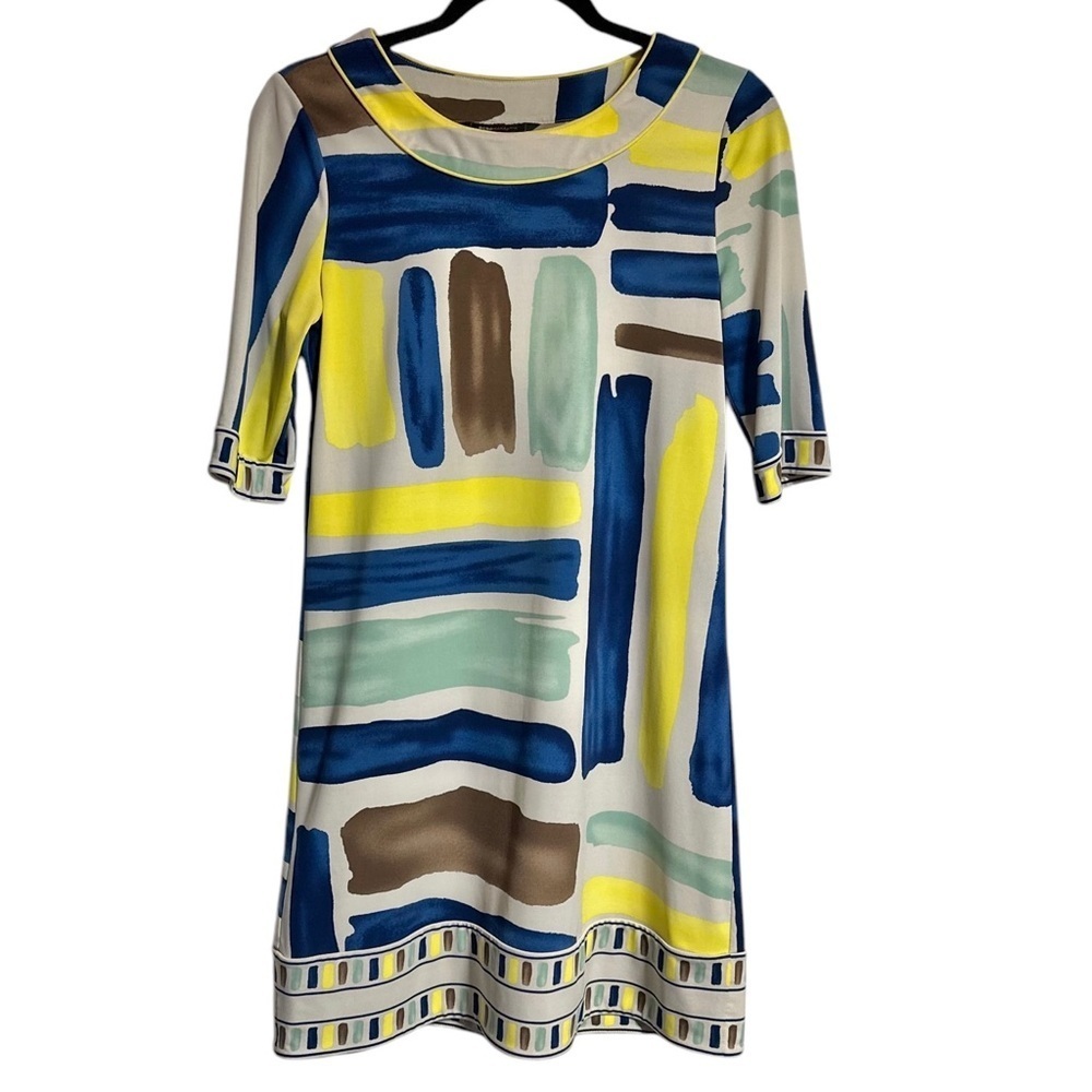 Women’s 3/4 Sleeve Colorful Striped Shift Dress - Size XS - Picture 2 of 10